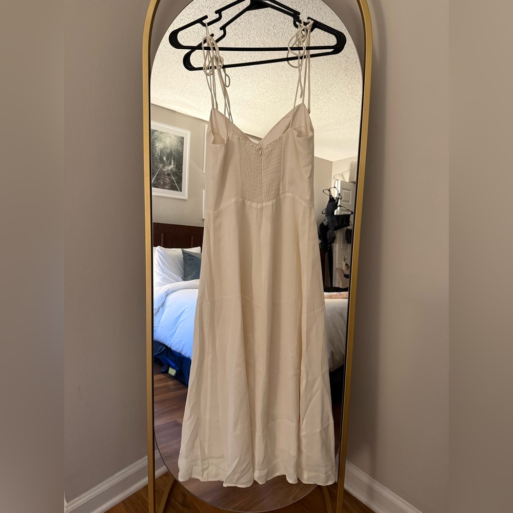 Reformation White Midi Slip Dress with Side Slit - Picture 6 of 8